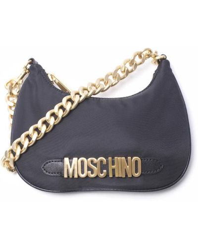 Moschino Iconica borsa mini con logo metallico - Blu