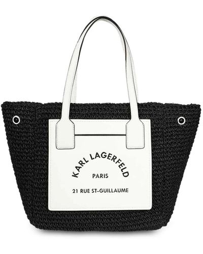 Karl Lagerfeld Synthetische einkaufstasche mit magnetverschluss für frühling/sommer - Schwarz