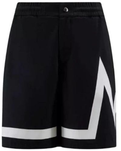 Moncler Grafische logo baumwoll-satin shorts - Schwarz