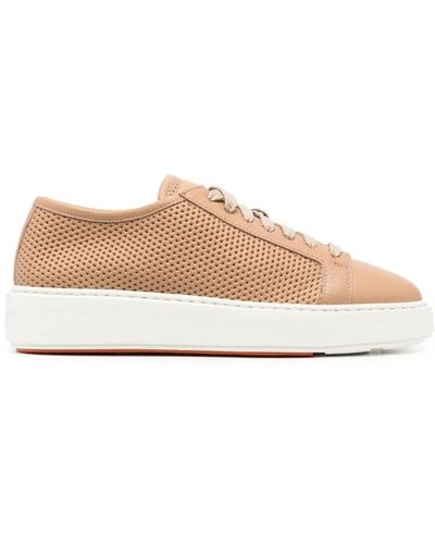 Santoni Sneakers casual in pelle marrone per donne - Rosa