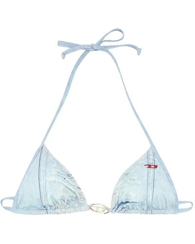 DIESEL Top bikini con stampa denim - Blu
