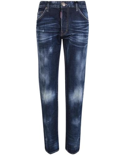 DSquared² Faded Dark-Washed Slim-Fit Jeans - Blau