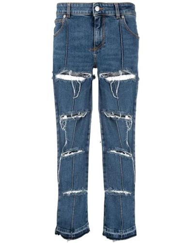Alexander McQueen Zerrissene cropped-jeans mit distressed-effekt - Blau