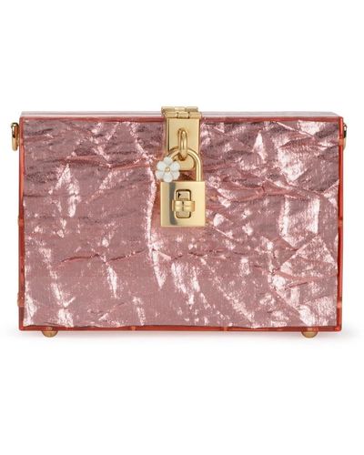 Dolce & Gabbana Rosa metallic clutch mit kettenriemen - Pink