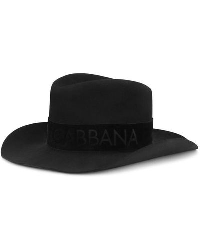 Dolce & Gabbana Cappello fedora con logo dg - Nero