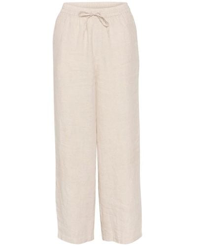 Cream Wide Trousers - Natural