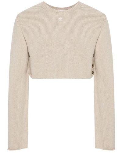 Courreges Round-Neck Knitwear - Natural
