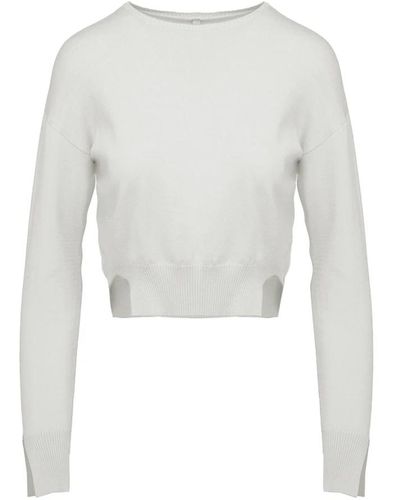 Bomboogie Suéter corto de cuello redondo con aberturas - Blanco