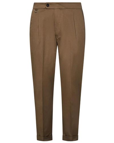 Low Brand Pantaloni slim in cotone marrone