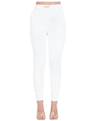 Elisabetta Franchi Trousers > slim-fit trousers - Blanc