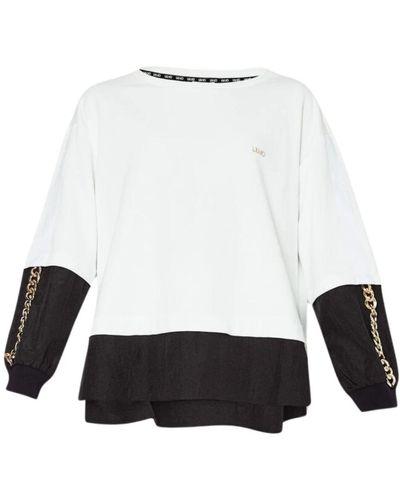 Liu Jo Rundhals-sweatshirt mit kettenverzierung,long sleeve tops - Weiß