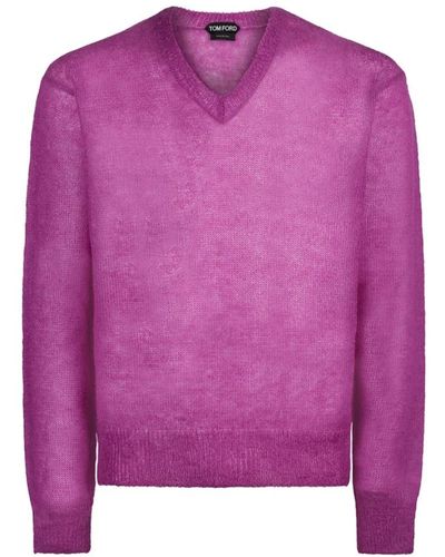 Tom Ford V-Neck Knitwear - Purple
