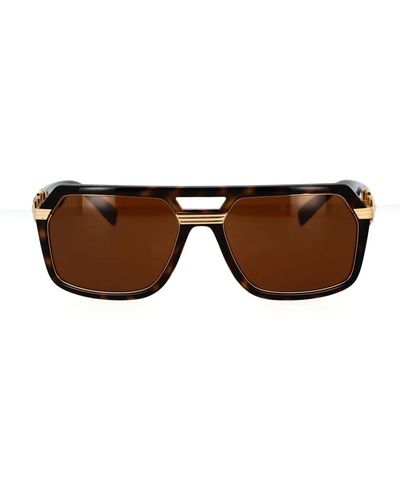 Versace Sonnenbrille mit kissenform und goldenen akzenten - Braun