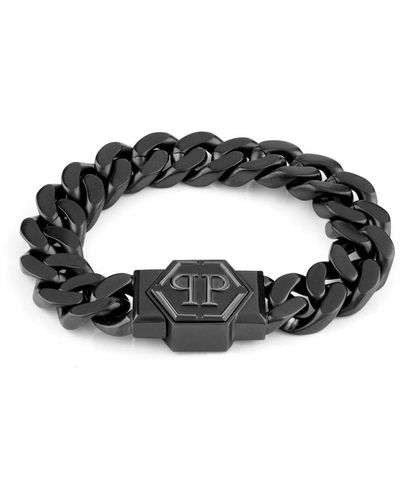 Philipp Plein Armband hexagon aus edelstahl - Braun