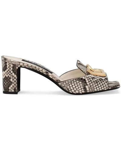 Dolce & Gabbana Python print high block heel sandalen - Grau
