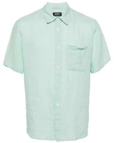 A.P.C. Short Sleeve Shirts - Blue