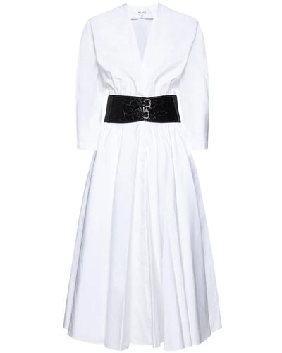 Alaïa Elegante weiße kleider mit blauen akzenten