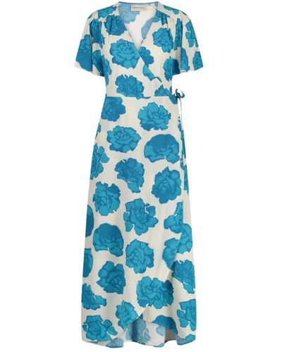 FABIENNE CHAPOT Schmetterling midi kleid mit schleifen gürtel - Blau