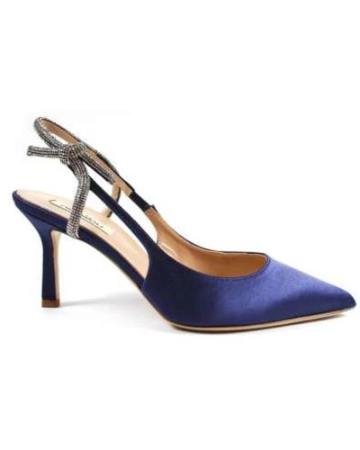 Ninalilou Zapatos de tacón de satén azul con swarovski