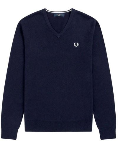Fred Perry V-Neck Knitwear - Blue
