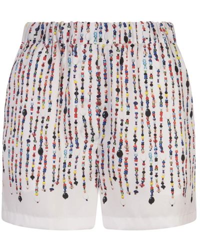 MSGM Weiße shorts mit perlenmuster und elastischem bund - Mehrfarbig