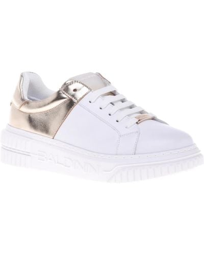 Baldinini Sneaker in white and platinum calfskin - Blanco