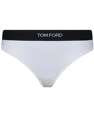 Tom Ford Tanga bianco con fascia elastica e logo - Nero