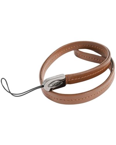 Tod's Elegante cinturino in pelle per telefono con dettagli in metallo - Marrone