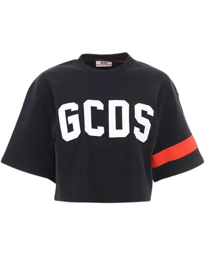 Gcds Schwarzes logo-print baumwoll-t-shirt
