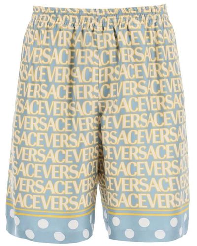 Versace Seiden-shorts mit allover-punktmuster - Natur