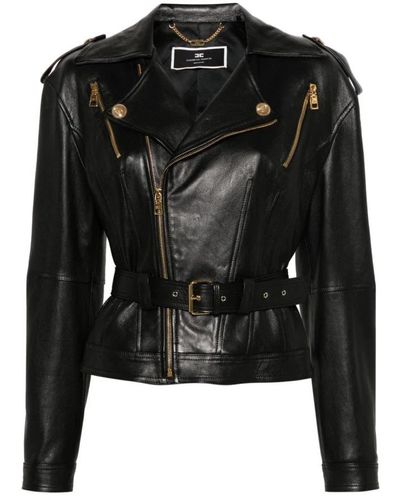 Elisabetta Franchi Leather Jacket - Black