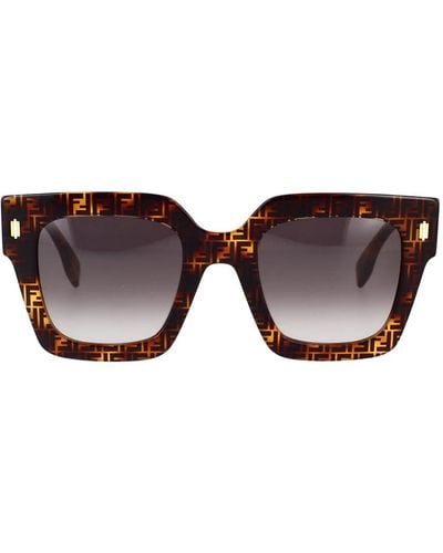 Fendi Quadratische acetat-sonnenbrille in braun tortoise,quadratische acetat-sonnenbrille mit braunem tortoise-rahmen