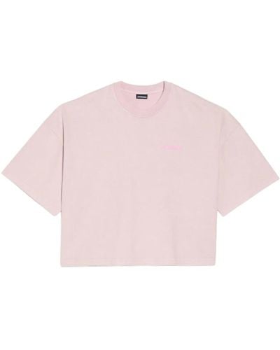 Jacquemus Kurzarm Baumwoll T-Shirt - Pink