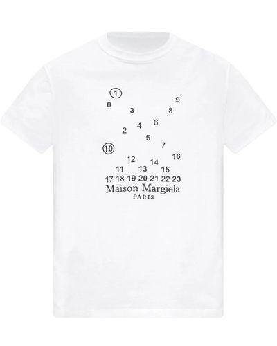 Maison Margiela T-shirt con logo ricamato - Bianco