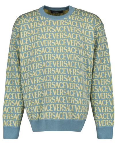 Versace Allover rundhals langarm pullover - Grün