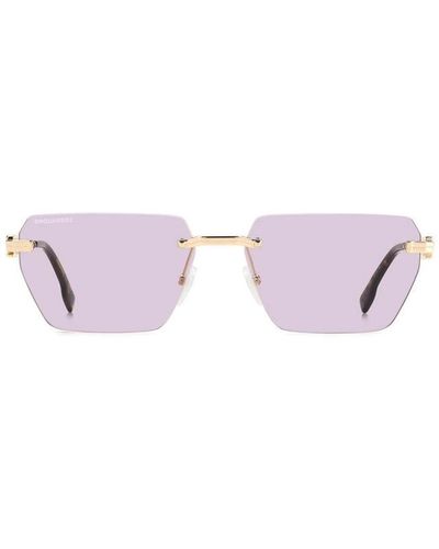 DSquared² Occhiali da sole moderni casual con montatura dorata e lenti rosa chiaro - Viola