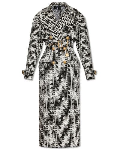 Balmain Cappotto doppiopetto con monogramma - Grigio