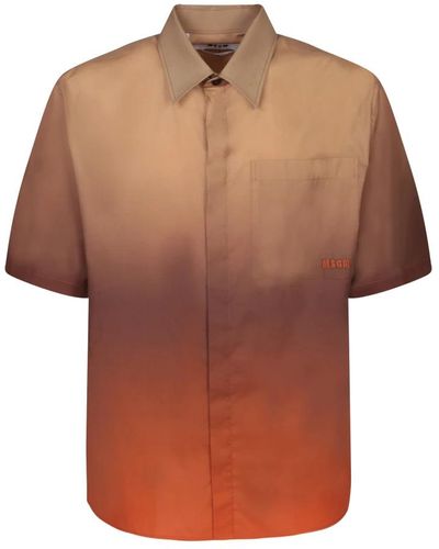 MSGM Short Sleeve Shirts - Brown