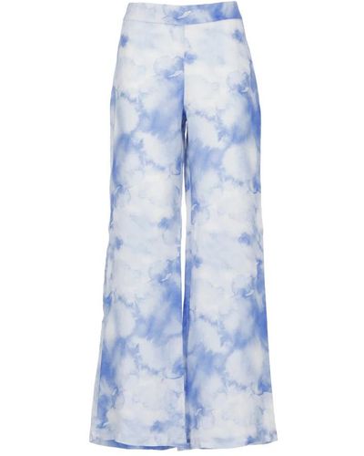 120% Lino Wide Trousers - Blue
