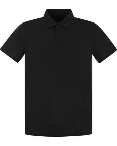 Majestic Filatures Majestic short sleeved polo shirt in lyocell - Nero
