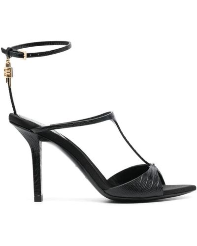 Givenchy Schwarze sandalen mit vorhängeschloss-detail