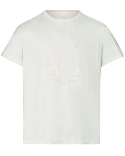 Maison Margiela Cremefarbenes T-Shirt mit Grafikdruck aus Baumwolle für Herren - Weiß