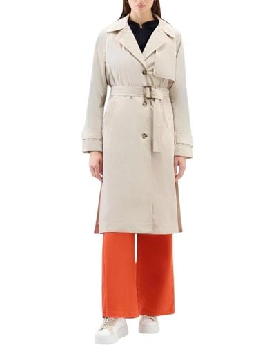 Woolrich Belted Coats - White