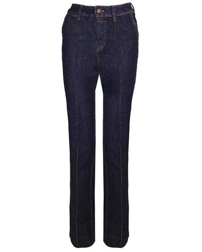 Zimmermann Jeans in denim a gamba svasata con cuciture a contrasto - Blu
