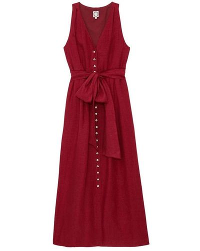 Ines De La Fressange Paris Ambre langes kleid aus himbeerleinen - Rot