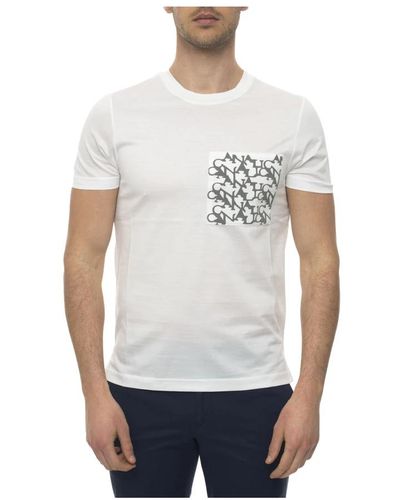 Canali Kurzärmeliges Rundhals-T-Shirt - Weiß