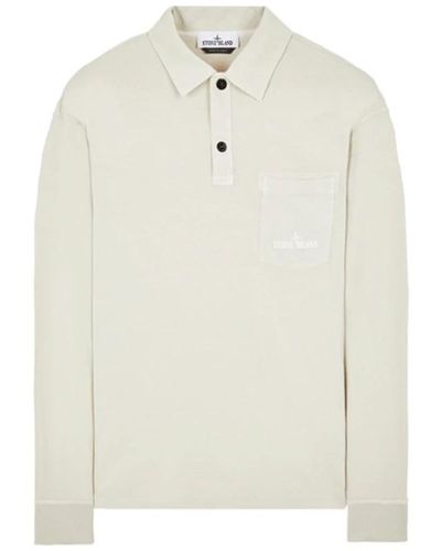 Stone Island Langarm polo shirt in weiß
