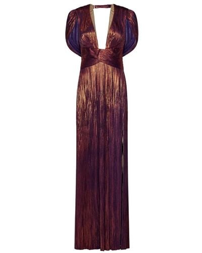 Maria Lucia Hohan Abito in tulle di seta metallico color fiamma - Viola
