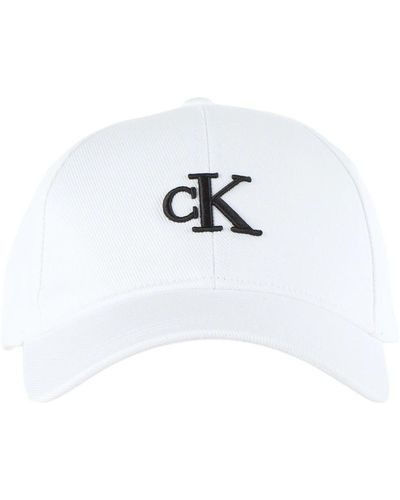 Calvin Klein Baumwollbestickte logo-kappe - Weiß