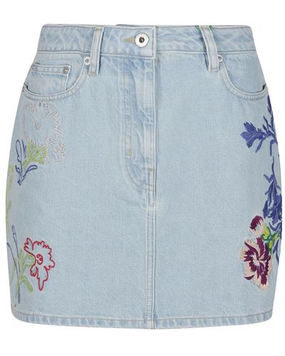 KENZO Drawn flowers mini skirt - Blu